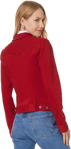 Liverpool Los Angeles Womens Classic Jean Jacket Silky Soft Performance Denim, Carnelian, X-Small in Saudi Arabia