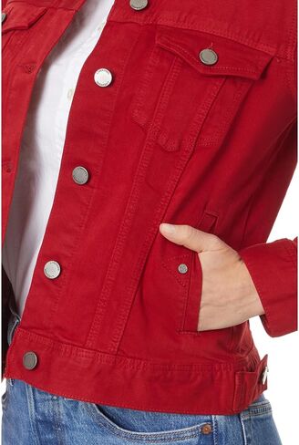 Liverpool Los Angeles Womens Classic Jean Jacket Silky Soft Performance Denim, Carnelian, X-Small in Saudi Arabia