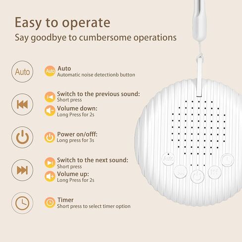 جهاز صوت ضوضاء أبيض من ANYPLUS، جهاز صوت محمول للأطفال مع 10 أصوات مهدئة، تحكم في مستوى الصوت، 4 مؤقتات، يعمل بالبطارية وجهاز صوت للسفر قابل لإعادة الشحن عبر USB لغرف الأطفال in Kuwait