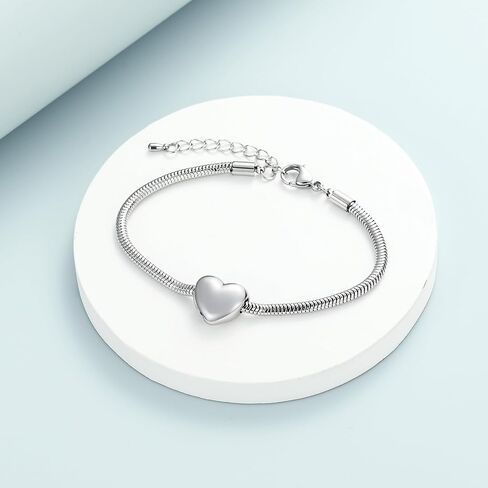 Imrsanl Heart Urn Bracelet for Ashes for Women Girls Stainless Steel Cremation Urn Bracelet Bangle for Ashes Keepsake Memorial Jewelry Gifts in Kuwait