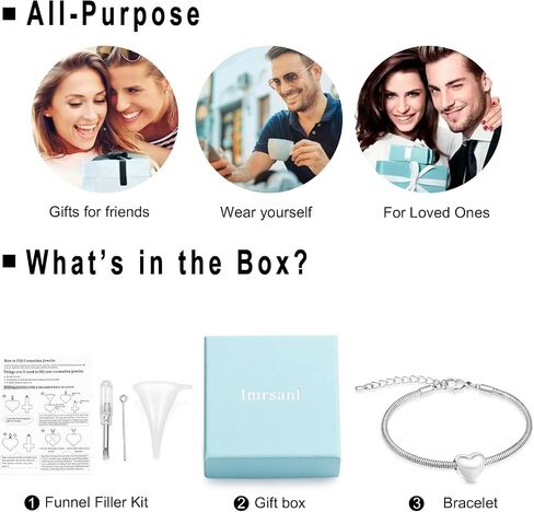 Imrsanl Heart Urn Bracelet for Ashes for Women Girls Stainless Steel Cremation Urn Bracelet Bangle for Ashes Keepsake Memorial Jewelry Gifts in Kuwait