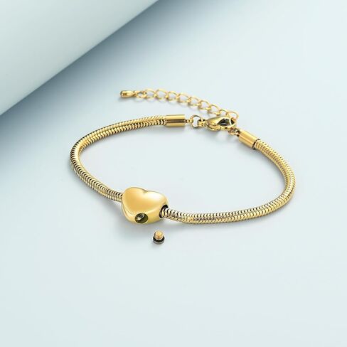 Imrsanl Heart Urn Bracelet for Ashes for Women Girls Stainless Steel Cremation Urn Bracelet Bangle for Ashes Keepsake Memorial Jewelry Gifts in Kuwait