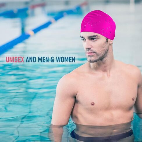 2 Pack Womens Silicone Swim Cap for Long Hair,3D Ergonomic Design Silicone Swimming Caps for Women Kids Men Adults Boys Girls with Ear Plug and Nose Clip(L) in Kuwait