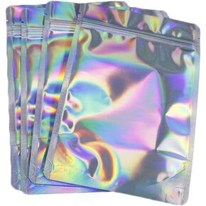 Bettli 100 Pack 4" x 6" Clear Flat Ziplock Bag Candy Cello Cellophane Treat Bags Perfect for Candy Nuts Small Gifts Holographic Color in Kuwait
