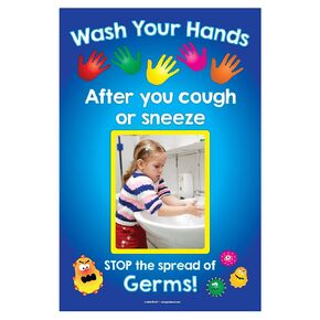 Daycare Posters - Hand Washing Posters - 12 x 18 Inches, Laminated Health Posters - Hand Washing Signs for Kids - Please Wash Your Hands Signs for Children - Educational Health and Hygiene Poster