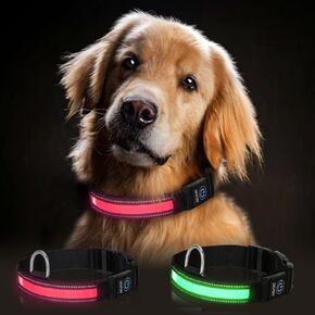 Nobleza Glowing LED Dog Collar Light for Night Walking Safety,Rechargeable Adjustable Cuttable Dog Collar Anti-Lost Flashing Waterproof,Super Bright Light Up Collar for Doggie Puppy Pet Outdoor