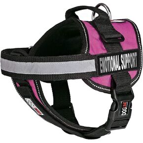Dogline Vest Harness for Dogs and 2 Removable Emotional Support Patches, X-Small/15 to 19", Black