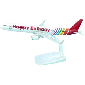 Birthday Plane 'Happy Birthday' Model Plane Airbus A321 1/200 21 cm Long, Comes with a Display Stand, Gift for Pilots, Cabin Crew and Aviation Lovers