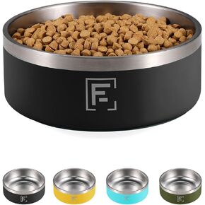 Dog Bowls - Insulated Dog Food Water Bowl, Non Slip Double Wall Stainless Steel Dog Bowl with Rubber Pad, 8 Cup Durable Indoor Outdoor Metal Pet Bowl for Large Medium Dogs Cats Puppy- 32oz
