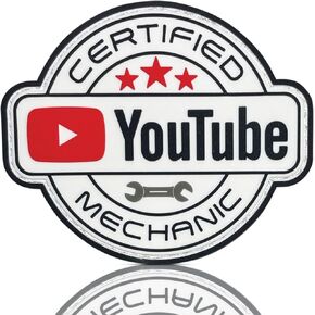 Certified YouTube Mechanic PVC Patch - Funny Morale Patch for Tool Box, Hard Hat, Vest, Gear Bag, Tactical Backpacks | Expert Mechanic Accessories, Lineman, Electrician, Construction Worker Gifts