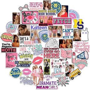 Mean Girls Sticker Pack Die Cut Vinyl Large Deluxe Stickers Variety Pack - Laptop, Water Bottle, Scrapbooking, Tablet, Skateboard, Indoor/Outdoor - Set of 50