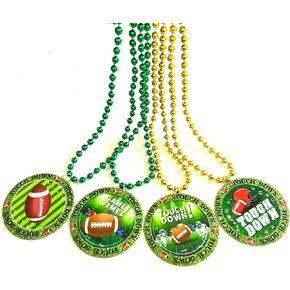 12Pcs Super Bowl Football Bead Necklaces Party Medal Necklaces Sports Event Football Necklace Party Supplies