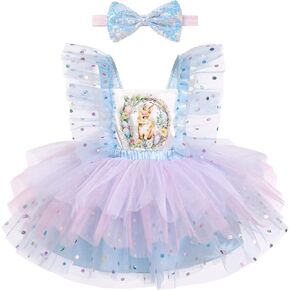 Toddler Baby Girls St Patrick's Day Easter Princess Dress with Headband Birthday Cake Smash Photo Shoot