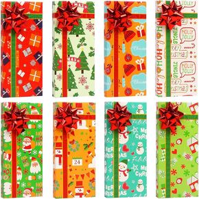 DERAYEE Gift Card Holder Christmas, 8 Pack Holiday Gift Card Boxes with Bows and Tags Mini Favor Gift Boxes