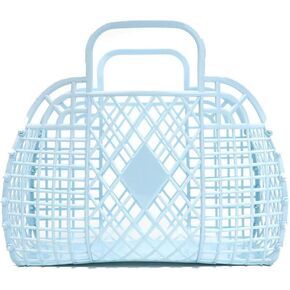 80's Retro Style Jelly Purse Retro Jelly Beach Bag Summer Child Bag Plastic Storage Basket Kids Baby Wedding Flower Girl Bachelorette Favors Boo Bags (020-coral)