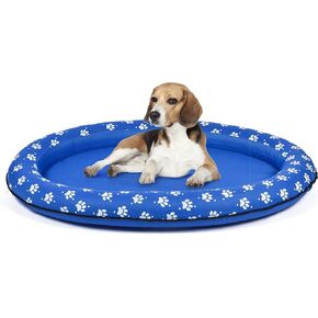 Wags & Wiggles Round Paw Floating Pet Bed | Dog Bed That Floats in Pool or Lake Inflatable Dog Float | Lake and Pool Toys for Dogs, Floaties and Pool Float for Dogs, Blue