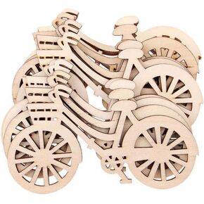 AKOAK 10 Count Wooden Bicycle Ornaments DIY Handmade Bike Cutout Veneers Slices Crafts for Home Christmas Birthday Engagement Wedding Festival Party Decorations