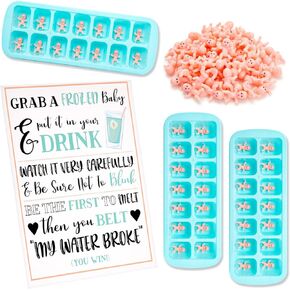 Juvale My Water Broke Baby Shower Game with 60 1-Inch Mini Plastic Babies, 3 Ice Cube Trays, and 1 Sign