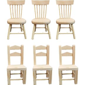 SSbeauty M 6X 1/12 Miniature Dollhouse Chair Scale Furniture Chairs Mini Wood Chair Tiny Furniture Model for Christmas Dollhouse Dinning Room Home Decor Photography Props