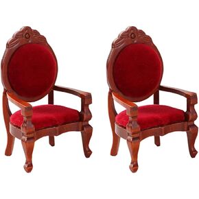 NUOBESTY Miniature Chair Retro Decor 1: 12 Miniature Furniture Wooden Carved Single Sofa Chairs Vintage Armchairs for Decoration, 2 Pieces Home Accessories Mini Chairs