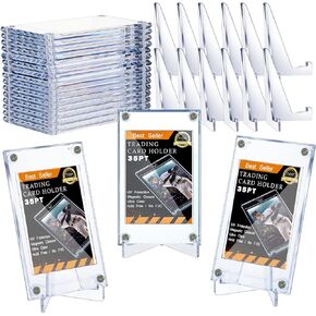 Screw Trading Card Protector with Display Stands Acrylic 35 PT Baseball Card Holder for Football Sports Game Business Display(30 Pcs)