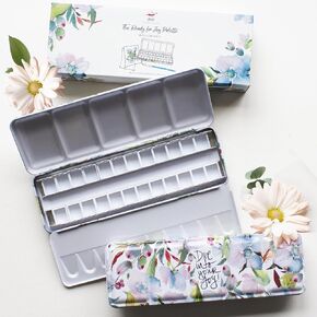 Empty Watercolor Palette, 24 Half Pans (Dahlias)