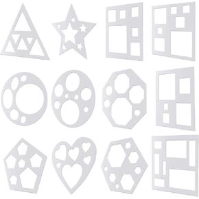 12 Pieces Chalk Stencils Set Sidewalk Plastic Stencils Drawing Stencil Template Geometry Shape Stencils for Arts and Crafts