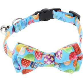 LUOZZY Easter Cat Collar Breakaway Cat Bow Tie Easter Egg Pattern Cat Bow Ties with Cute Bow Tie & Bell for Cat Kitten