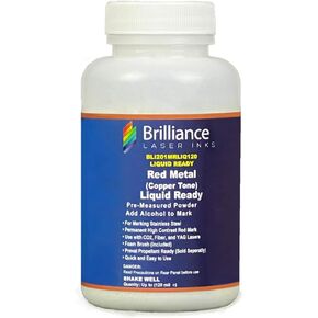 Brilliance Laser Inks Liquid Ready Laser Marking Powder - Red (Copper Tone) - BLI201MRLIQ120 - Red Liquid Ready Laser Ink for Metals Marking with CO2/Fiber/YAG (120 ml, Red)