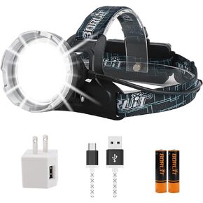 BORUIT B10 مصباح أمامي قابل لإعادة الشحن فائق السطوع 100000 لومن - 4 أوضاع LED مصباح رأس USB مقاوم للماء مناسب للبالغين للصيد والصيد والتخييم والمشي لمسافات طويلة في الهواء الطلق in Kuwait