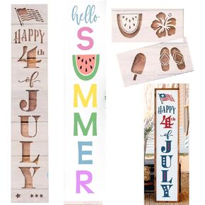 Happy 4th of July Stencil +Hello Summer Reusable Porch Stencil, Patriotic Porch Leaner Stencil for Painting, DIY 4th of July Sign Stencil (Happy 4th of July) in Saudi Arabia