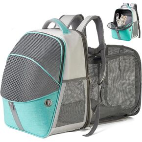 ELLONI Cat Backpack Expandable - Pet Carrier Backpack - Cat Carrier Backpack Expandable Durable Breathable Mesh, Pet Backpack Carrier for Small Dogs, Escape Proof Leash, Up to 16lbs, Mint in Saudi Arabia