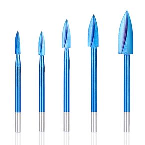 10 قطع من أدوات نحت الخشب ومجموعة لقم النقش، ساق 1/8 بوصة مطلية باللون الأزرق النانو DIY ملحقات النجارة مناسبة عالميًا للأدوات الدوارة in Kuwait