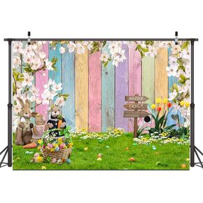 Dudaacvt 8x6ft Spring Easter Backdrops Easter Backdrops for Photography Easter Party Supplies Easter Party Banner Backdrop D625