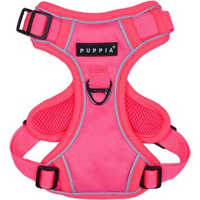 Puppia Neon Dog Harness H Sturdy Adjustable Neck and Chest Reflective Front and Back D-Ring for Small and Medium Dogs, Pink, X-Large