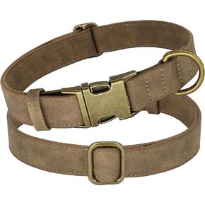 PET ARTIST Leather Dog Collar with Metal Buckle,Heavy Duty Dog Collar Adjustable for Small Medium Large Dogs Cats Pets