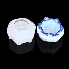3D Lotus Flower Shaped Candle Holder Silicone Resin Mold Lotus Storage Container Epoxy Resin Casting Mold for DIY Ashtray Jewelry Storage Box and Resin Crafts Decoration