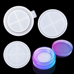 FineInno Resin Jar Molds Silicone, Loose Powder Container Mold with Sifter Lids, Storage Box Epoxy Resin Molds for DIY Cosmetic Case Home Travel (10g) in Kuwait