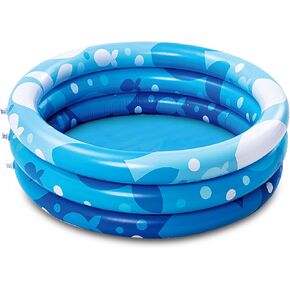 Sloosh Inflatable Kiddie Pool, 34"x10" Blow Up Kids Pool, 3 Rings Blue Baby Pool for Toddler, Kid Swimming Pool Play Pit for Dog with Geometric Pattern for Summer Water Party Backyard Garden(Fish)