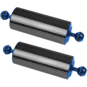 LetonPower Blue 8" Underwater Carbon Fiber Float Arm, for Ultralight, Aquatic Arm, Dual 1'' Ball Buoyancy Floating Arms Lighting System for Diving Tray Video Light/Strobe (2pack)