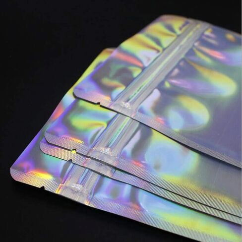 Bettli 100 Pack 4" x 6" Clear Flat Ziplock Bag Candy Cello Cellophane Treat Bags Perfect for Candy Nuts Small Gifts Holographic Color in Kuwait