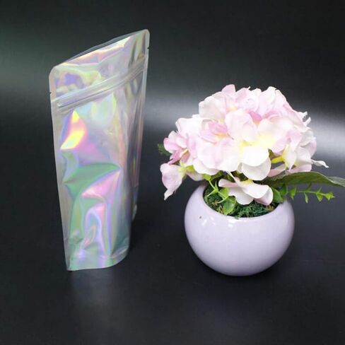 Bettli 100 Pack 4" x 6" Clear Flat Ziplock Bag Candy Cello Cellophane Treat Bags Perfect for Candy Nuts Small Gifts Holographic Color in Kuwait