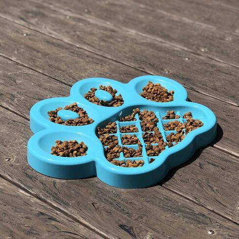 PAW Slow Feeder Dish - Healthy & Fun Eating w/ 5-in-1 Design, Slows Down Eating, for Wet or Dry Foods, Non-Slip Base, BPA-Free - Perfect for Dogs, Puppies & Multi-Pet, Orange in Saudi Arabia