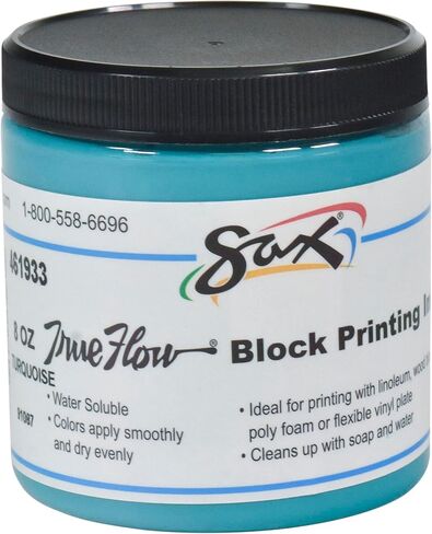 Sax True Flow Water Soluble Block Printing Ink - 8 Ounce Jar - Turquoise in Saudi Arabia