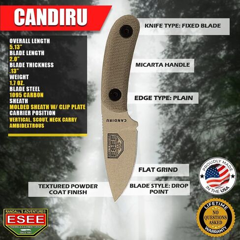 ESEE Knives Candiru Desert Tan w/Handle, Molded Polymer Sheath, and Clip Plate in Saudi Arabia