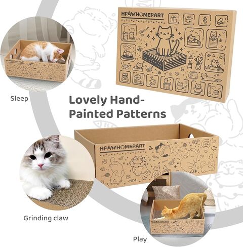 خدش القطط، وسادات خدش للقطط 12 في 1 مع صندوق، صناديق خدش من الورق المقوى للقطط الكبيرة والمتوسطة والصغيرة الحجم، وسادة خدش للقطط للقطط الداخلية in Kuwait