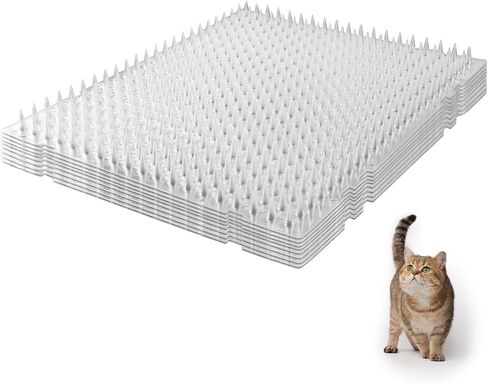 SAVITA 8pcs Cat Scat Spike Mat, 16x13inch Indoor Scat Mat with Stickers and Cable Ties, Pet Deterrent Training Mats for Cat Dog Indoor Outdoor Supplies in Saudi Arabia