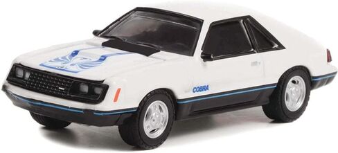 Greenlight 63020-C Hot Hatches Series 2 - 1979 Mustang Cobra - White and Medium Blue Glow 1:64 Scale Diecast in Saudi Arabia