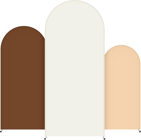 3 Pieces Wedding Arch Backdrop Cover 4ft, 5ft, 6ft Wedding Arch Cover 2 Sided Spandex Backdrop Cover for Birthday Baby Shower Wedding Arch Stand Decoration (Beige, Brown, White) in Saudi Arabia