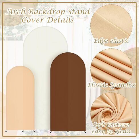 3 Pieces Wedding Arch Backdrop Cover 4ft, 5ft, 6ft Wedding Arch Cover 2 Sided Spandex Backdrop Cover for Birthday Baby Shower Wedding Arch Stand Decoration (Beige, Brown, White) in Saudi Arabia